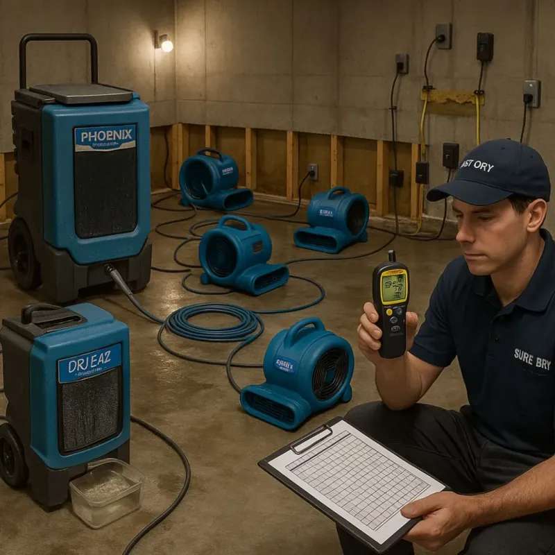 Structural Drying and Dehumidification process in Quartzsite, AZ